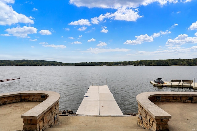 dock area featuring a water view