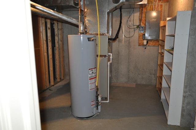 utilities with gas water heater and electric panel