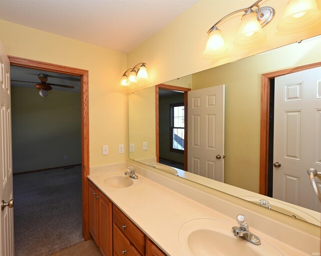 bathroom with vanity and tile patterned floors