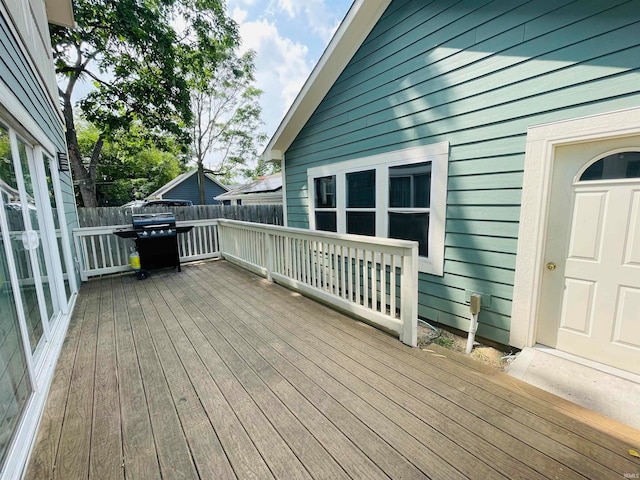 deck featuring area for grilling