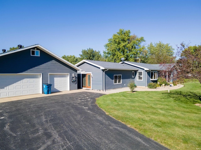 ranch-style house with a front lawn