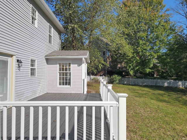 view of yard with a wooden deck