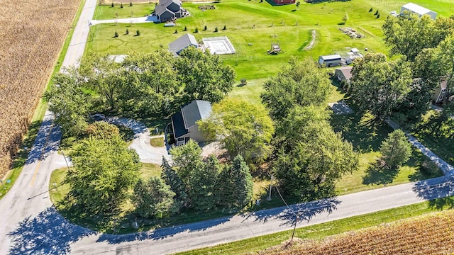 drone / aerial view with a rural view