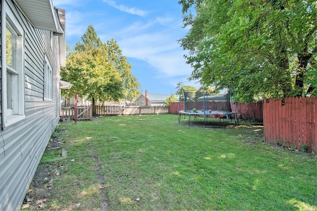 view of yard with a trampoline