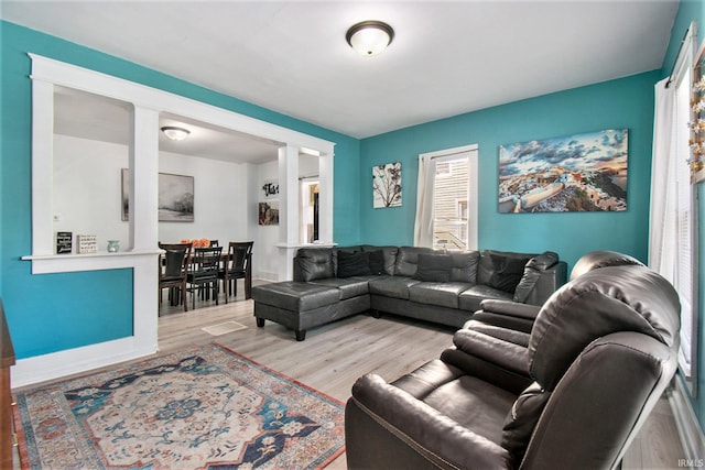 living room featuring hardwood / wood-style floors