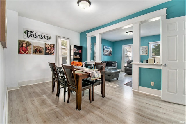 dining room featuring light wood-type flooring