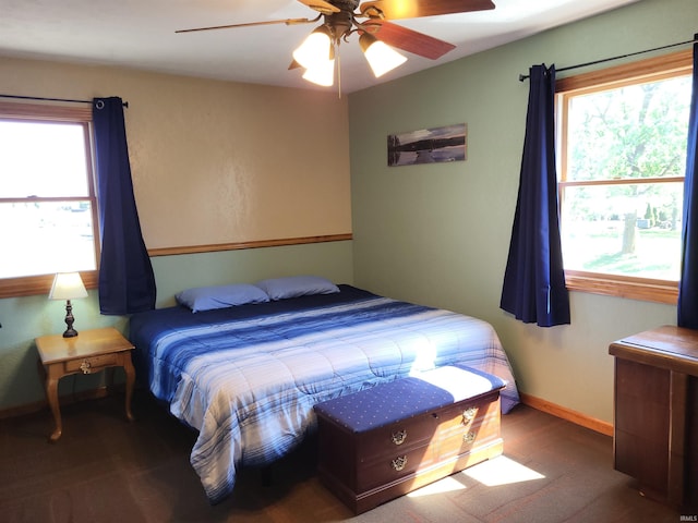 bedroom featuring ceiling fan