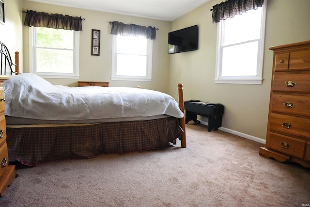 bedroom featuring multiple windows and carpet flooring