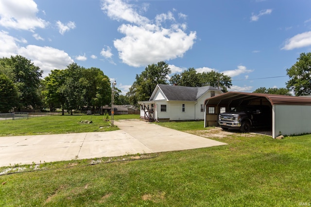 view of yard featuring a carport