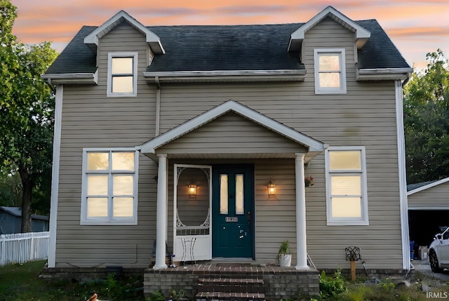 view of front of property featuring covered porch