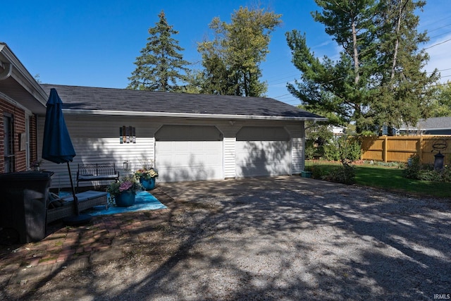 exterior space featuring a garage