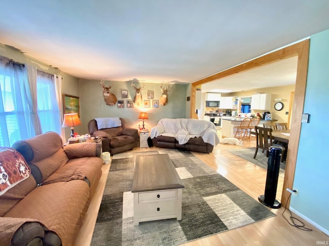 living room with light wood-type flooring