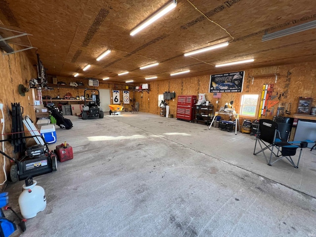 garage featuring a workshop area