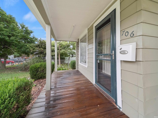 wooden deck with covered porch