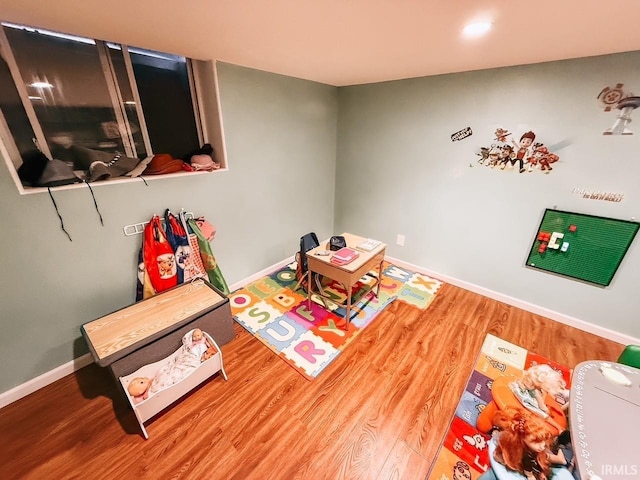 game room featuring wood-type flooring