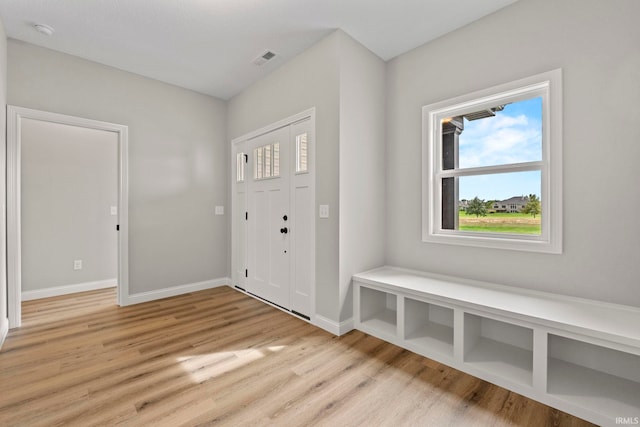 entrance foyer with light wood-type flooring