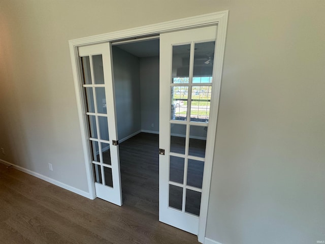 interior space featuring hardwood / wood-style floors and french doors