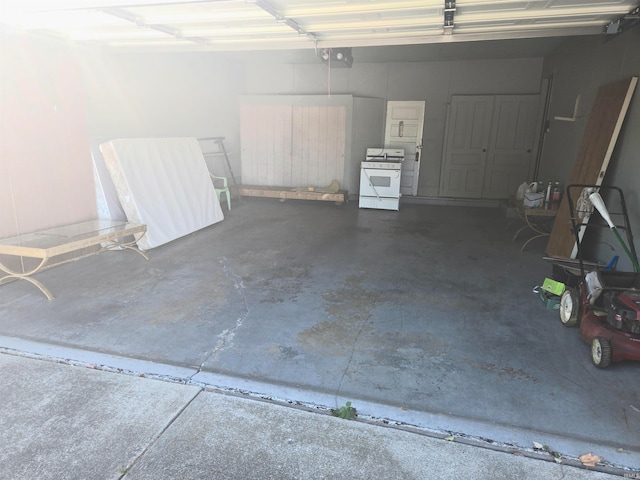 garage with a garage door opener