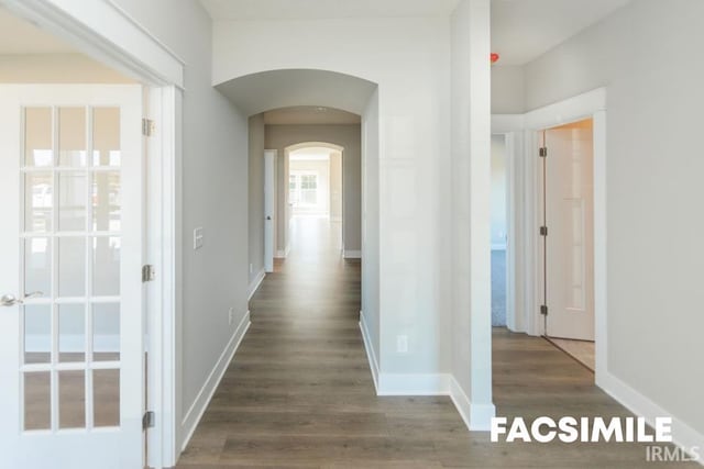 hall featuring dark hardwood / wood-style flooring