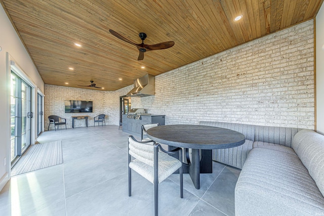 view of patio / terrace featuring ceiling fan and a grill