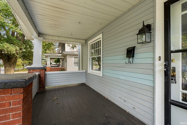 wooden deck with covered porch