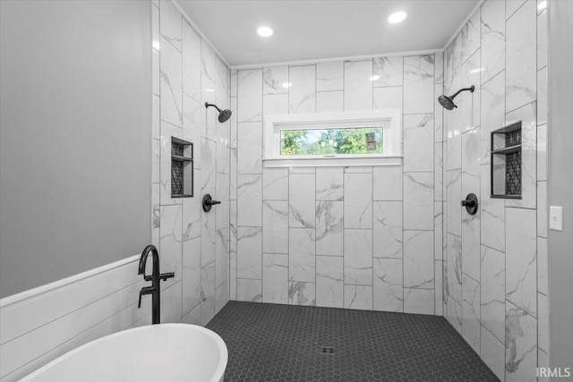 bathroom with independent shower and bath