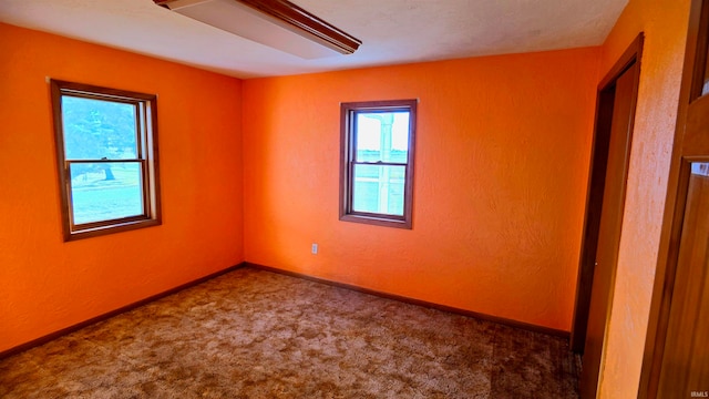 carpeted spare room featuring plenty of natural light