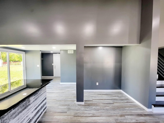 unfurnished living room with light hardwood / wood-style floors