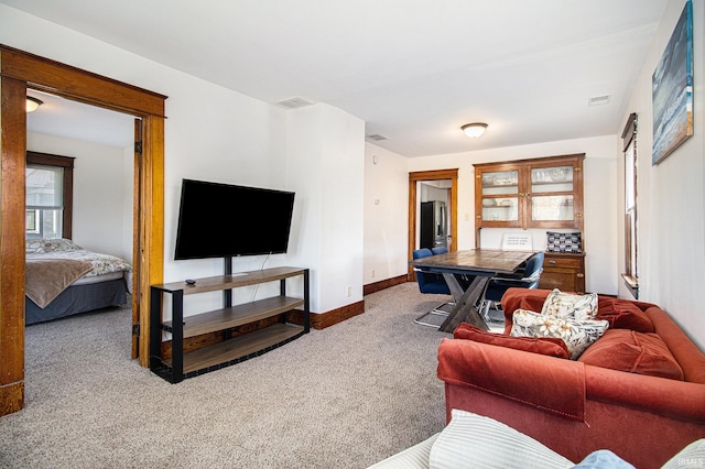 living room with carpet flooring