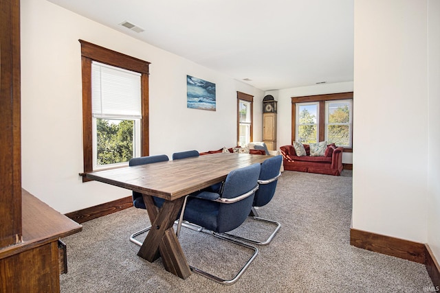 dining area with carpet floors