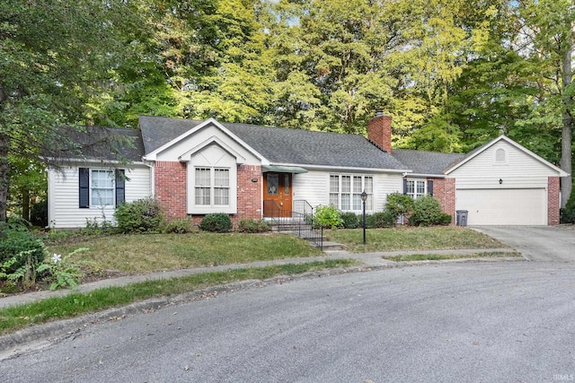 single story home with a garage