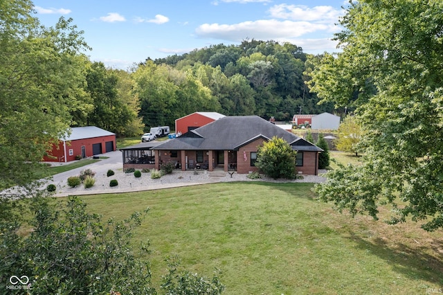 view of front of home with a front lawn