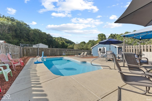 view of pool featuring a patio