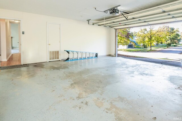 garage with a garage door opener