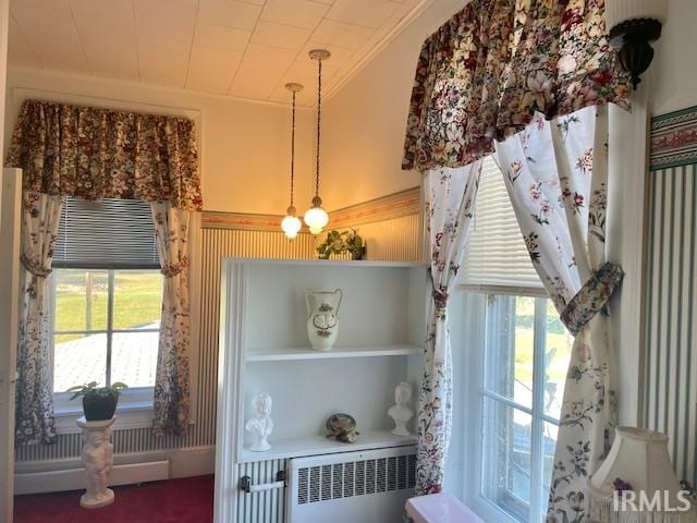 room details featuring crown molding and radiator