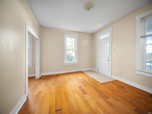 interior space with light hardwood / wood-style floors