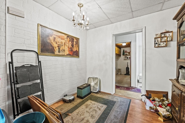 6885 N 315 E, Howe, IN 46746 - home office featuring a notable chandelier, a paneled ceiling, and light wood finished floors