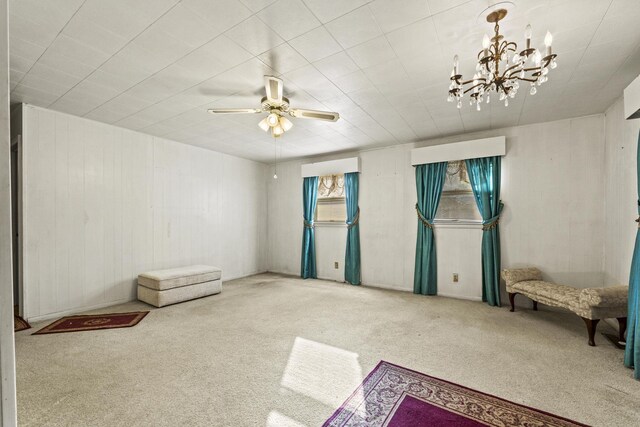6885 N 315 E, Howe, IN 46746 - interior space featuring carpet flooring and ceiling fan with notable chandelier