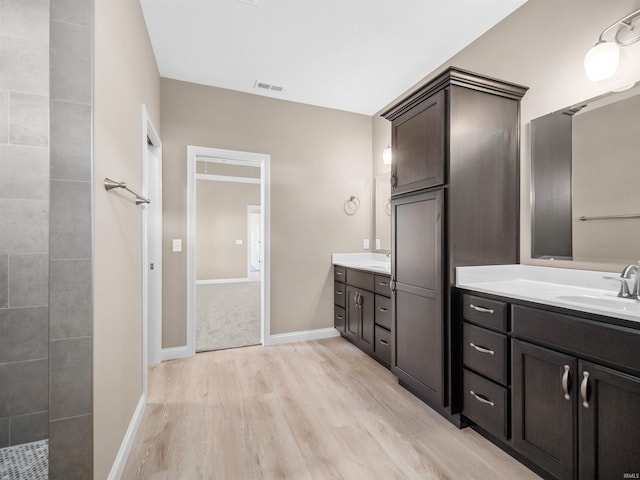 bathroom featuring wood-type flooring and vanity