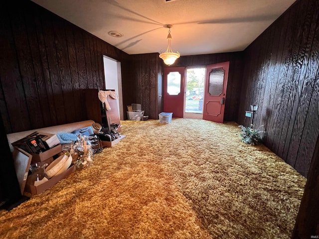 interior space with wooden walls