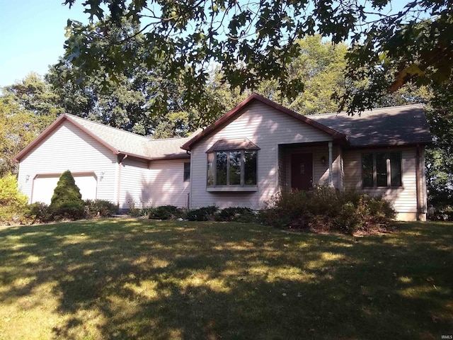 ranch-style home with a front lawn