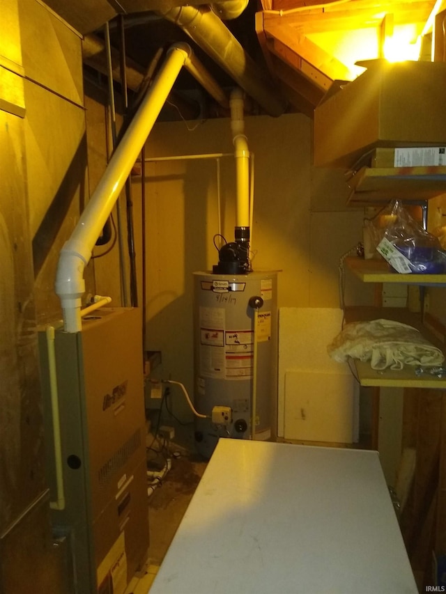 utility room with water heater