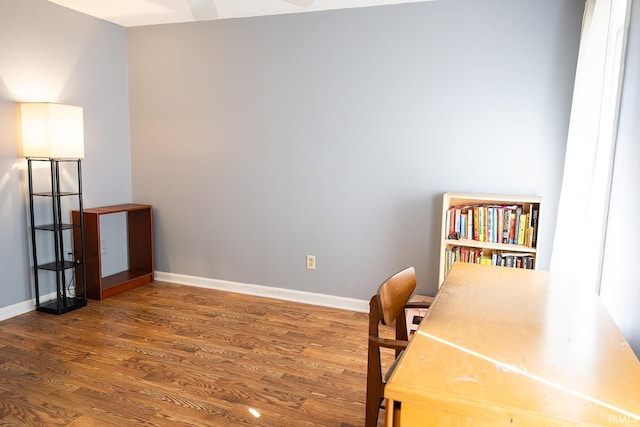 office space featuring dark hardwood / wood-style flooring