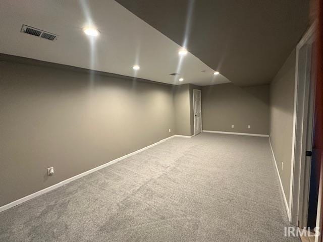 basement with carpet