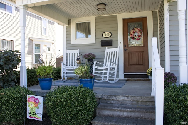 entrance to property with a porch