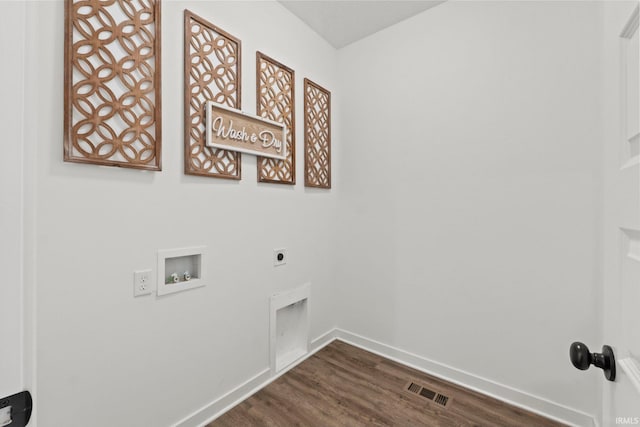 laundry area with washer hookup, dark hardwood / wood-style flooring, and hookup for an electric dryer