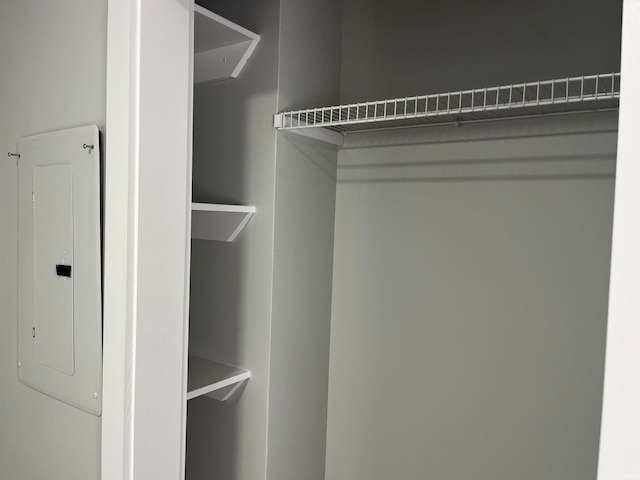 walk in closet featuring electric panel