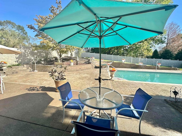 view of swimming pool with a patio