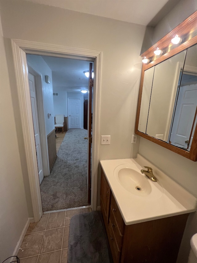 bathroom featuring vanity and tile patterned floors