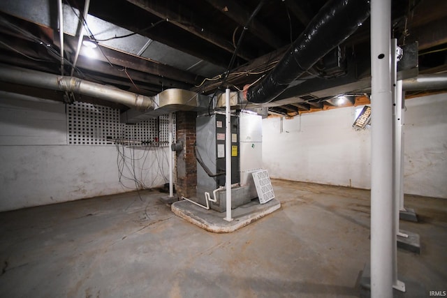 basement with heating unit